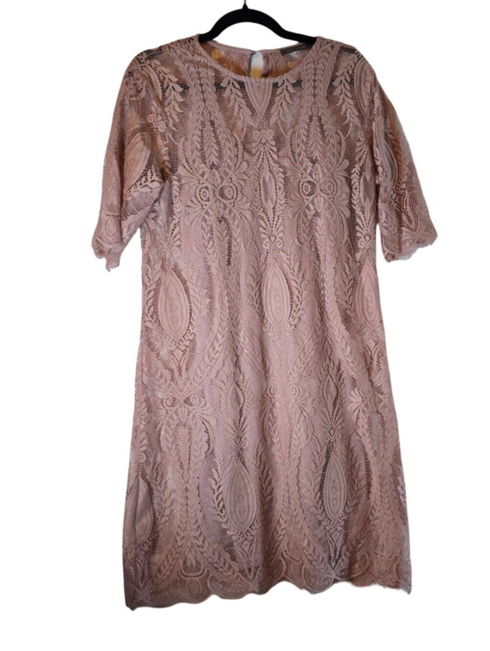 Suzy Shier Dusty Rose Lace Midi Dress
